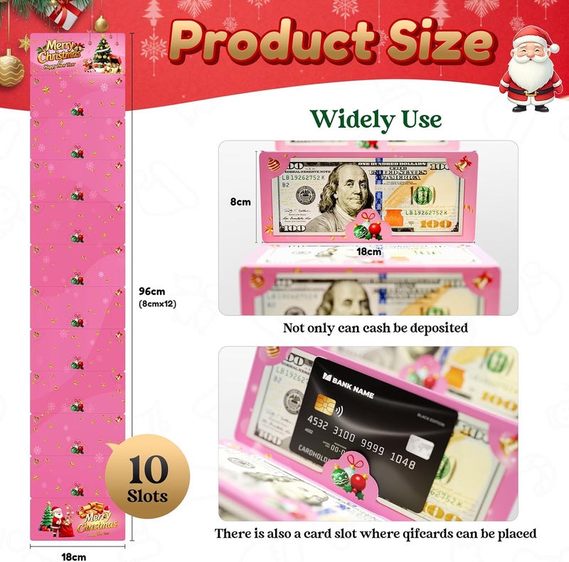 Yzryth Christmas Money Holders For Cash, Christmas Cash Gift Envelopes 10 Slots, Merry Gifts Card Ideas For Teen Women Men (PINK) - Image 4